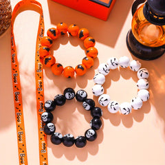 4pcs Halloween Bracelet Wooden Bead Skull Element