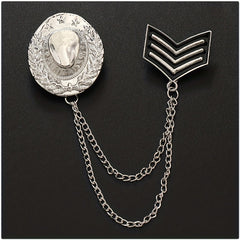 Double Layer Tassel Chain Brooch Western Cowboy Hat Shape Corsage Suit Accessori