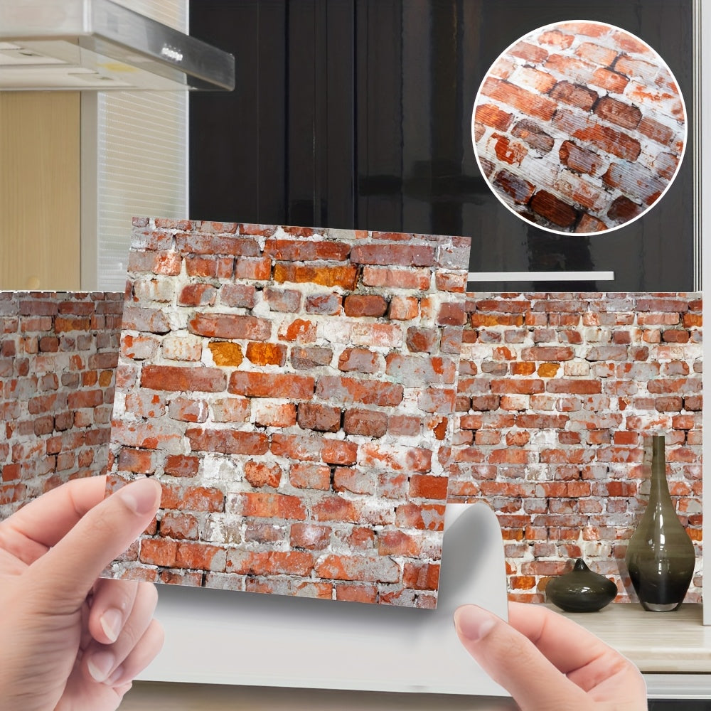 2pcs Dollhouse Tile Stickers Realistic Wood & Brick Patterns PVC Wallpaper
