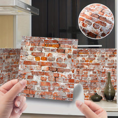 2pcs Dollhouse Tile Stickers Realistic Wood & Brick Patterns PVC Wallpaper