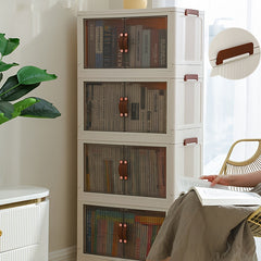 Plastic Foldable Storage Box With Doors Stackable Clothes Storage Shelf