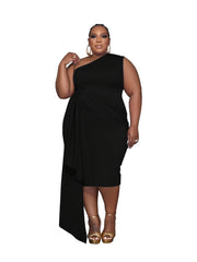  One Shoulder Draped Cocktail Dress