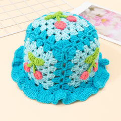 Cherry Crochet Ruffles Beanie Hollow Cotton Cloche Hat Women Knit Hats Bucket