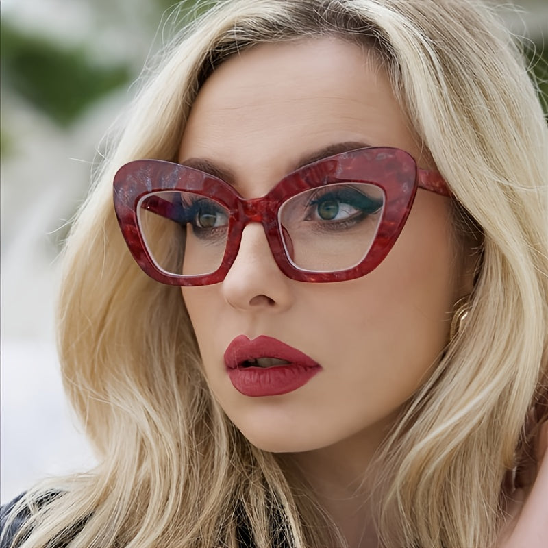 Cat Eye Transparent Glasses Women Gradient Leopard Oversize Frame Optical