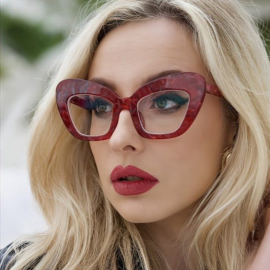 Cat Eye Transparent Glasses Women Gradient Leopard Oversize Frame Optical
