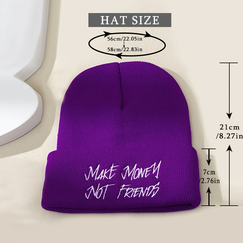 Embroidery Knit Hat Beanie Solid Winter Soft Outdoor Casual Hat