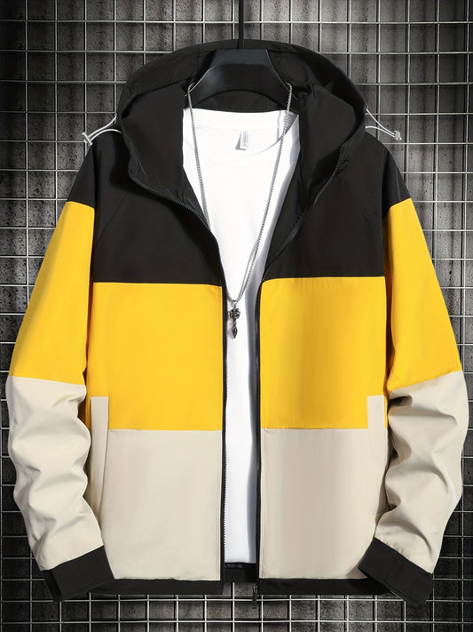 Men's Hooded Windbreaker Jacket Zipper Hooded Coat