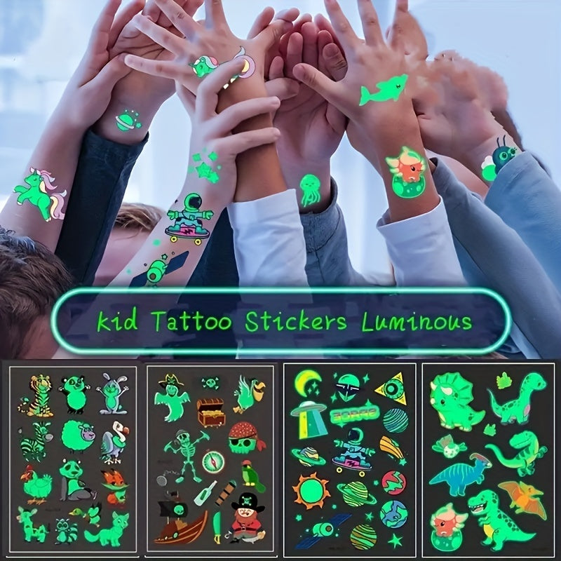 Glow in the Dark Cartoon Tattoos for Kids