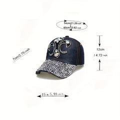 Rhinestone Cross Patch Baseball Cap Y2K Bling Dad Hat