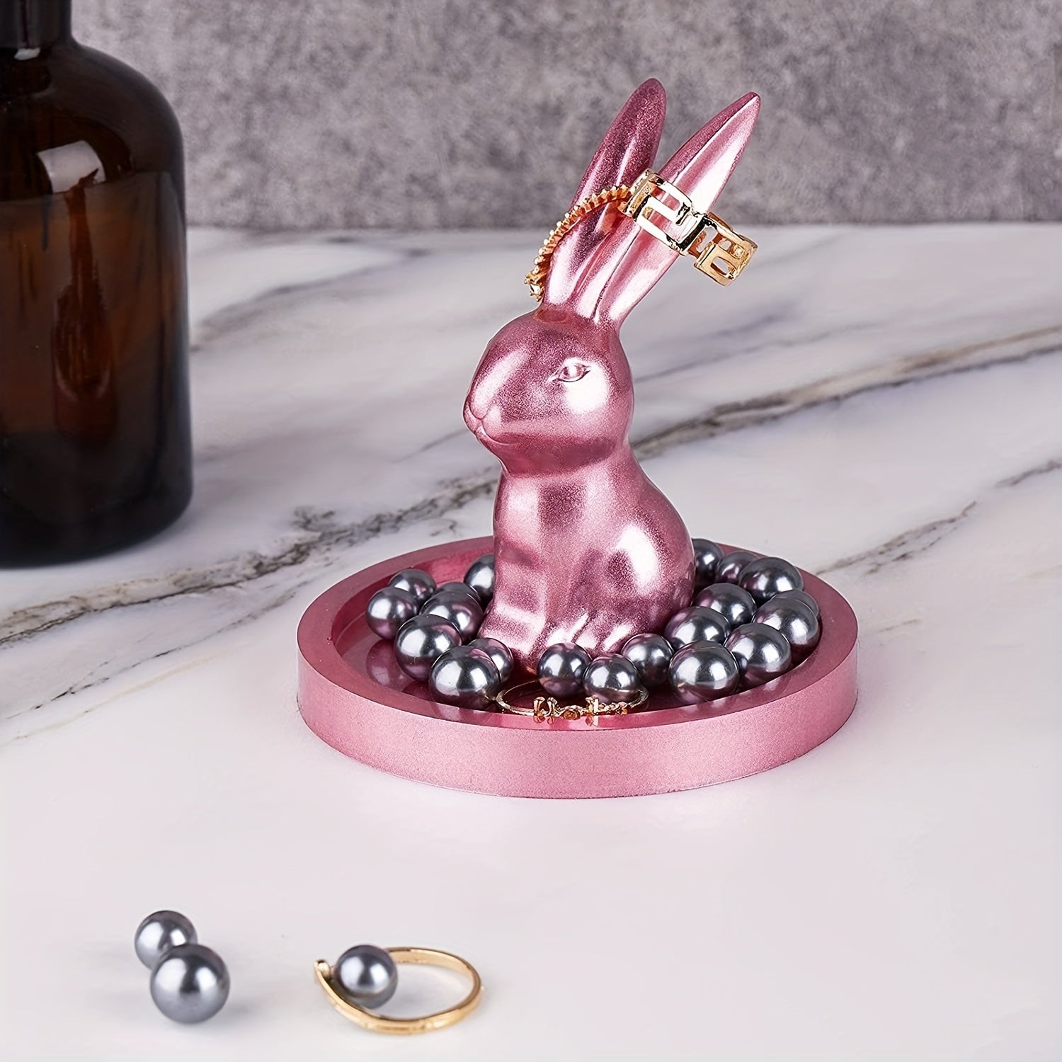 3D Rabbit Ring Holder Trinket Tray Epoxy Resin Mold Kit DIY Art Craft