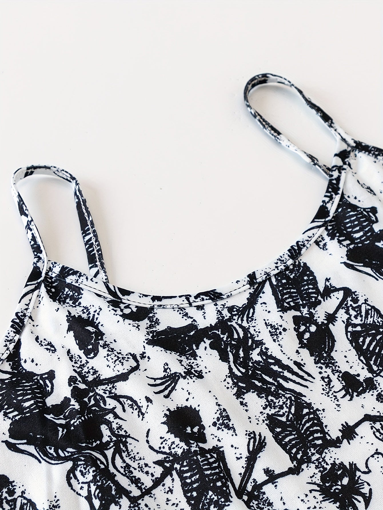 Skull Print Halloween Pajama Set Cami Top & Shorts