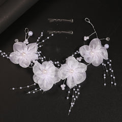Red Rose Hair Accessory with Soft Bow Headpiece for Wedding