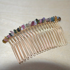 Natural Crystal Stone Hair Comb Amethyst Headwear Bride Hair Accessories