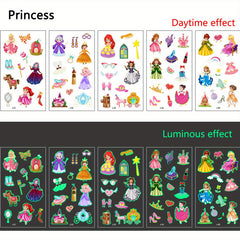 Luminous Tattoo Stickers Set for Children Princess Unicorn Butterfly