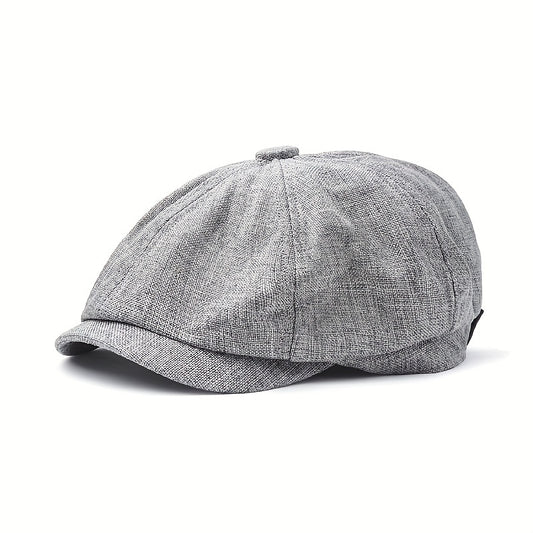Linen Adjustable Newsboy Cap for Men's Dad Spring Autumn