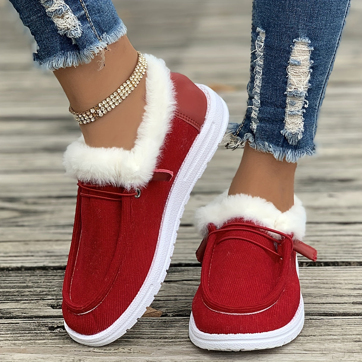 Plush Lined Snow Boots Keep Warm Round Toe Flat Winter Shoes