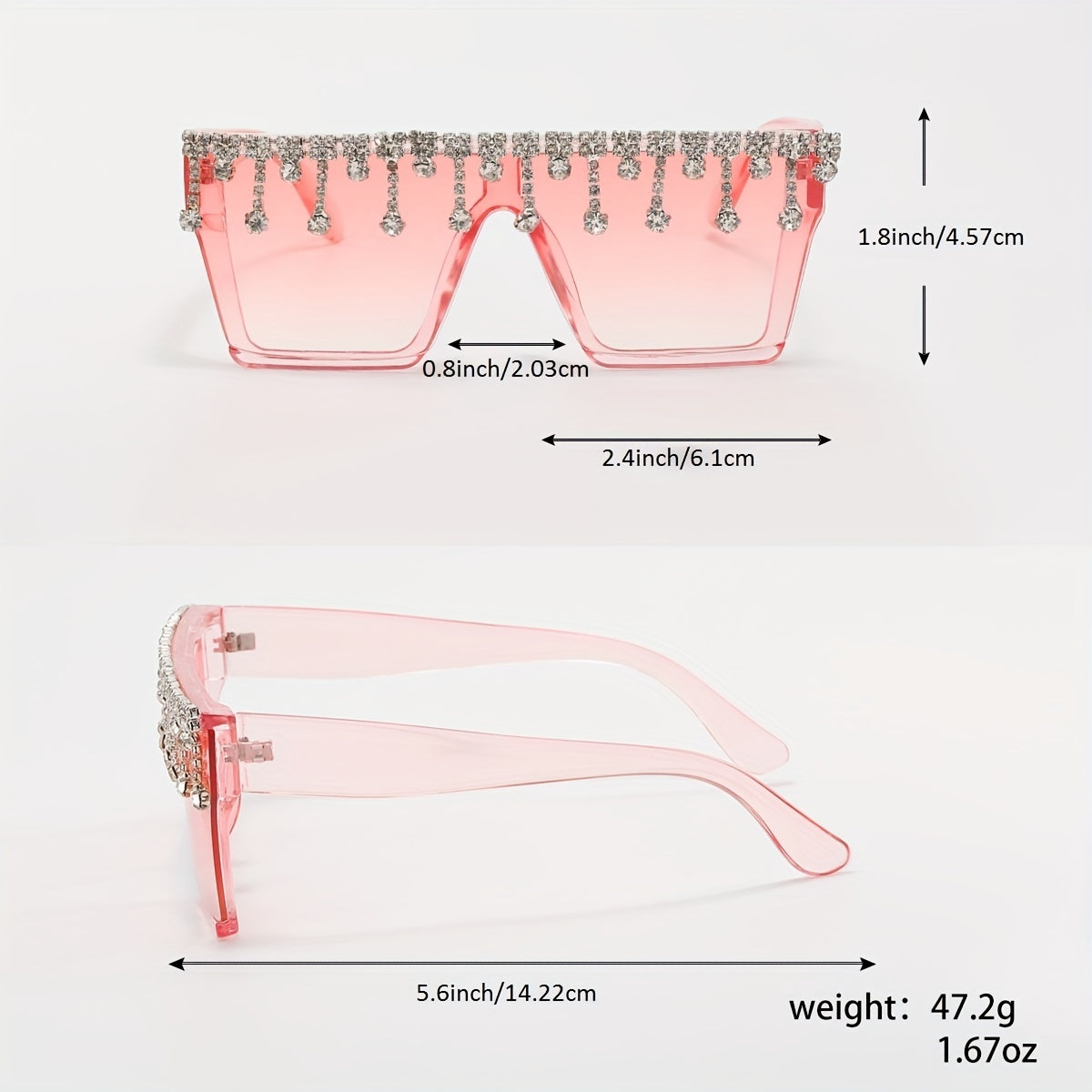 Y2K Square Frame Sunglasses Rhinestone Tassel Decor UV400