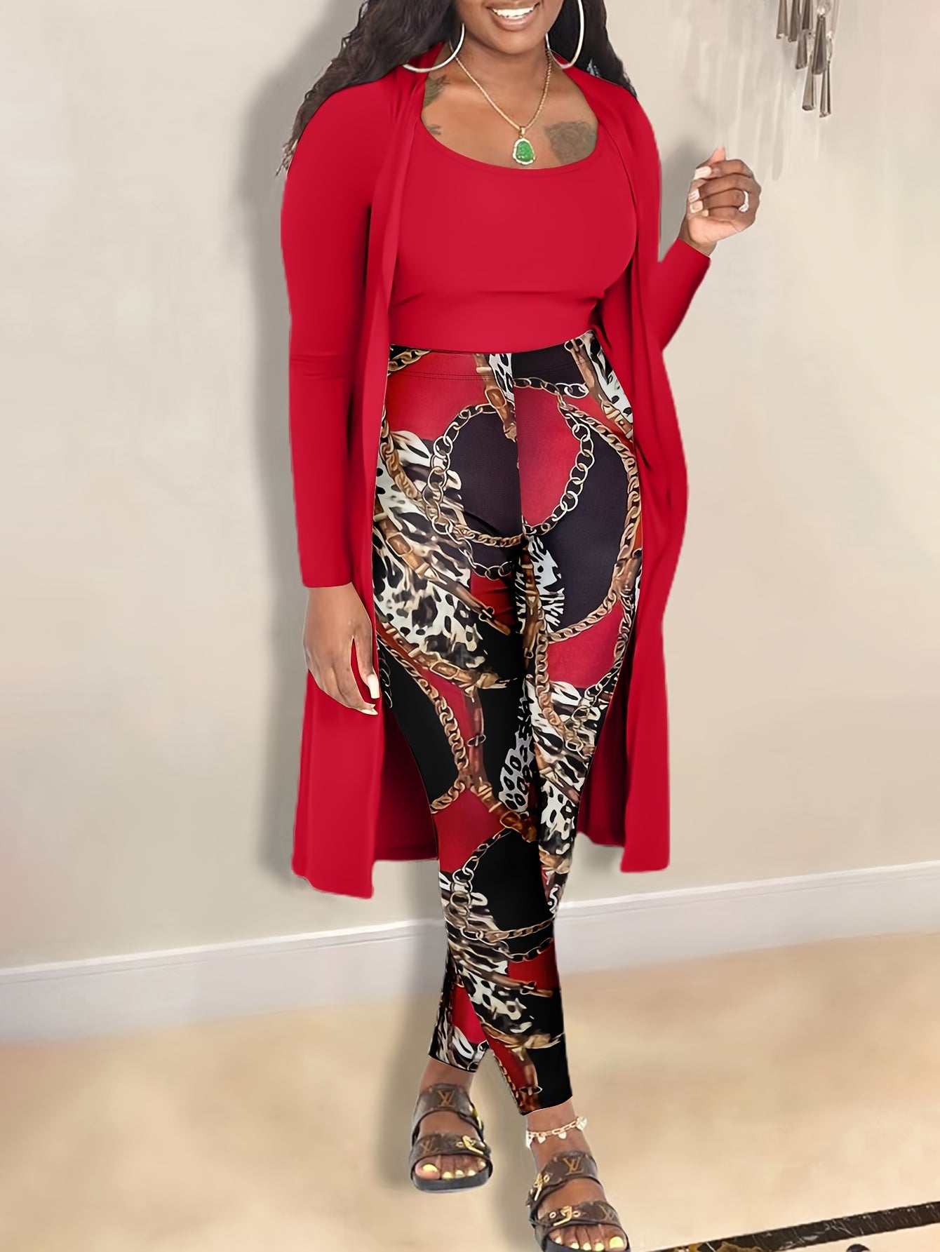  Women's 3-Piece Cardigan, Tank Top & Leggings Set