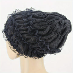 Lace Ruffles Turban Cap Head Wrap Bonnet Solid Chemo Hats