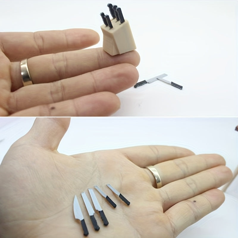 7pcs Dollhouse Accessories Model with Holder and Cutting Board