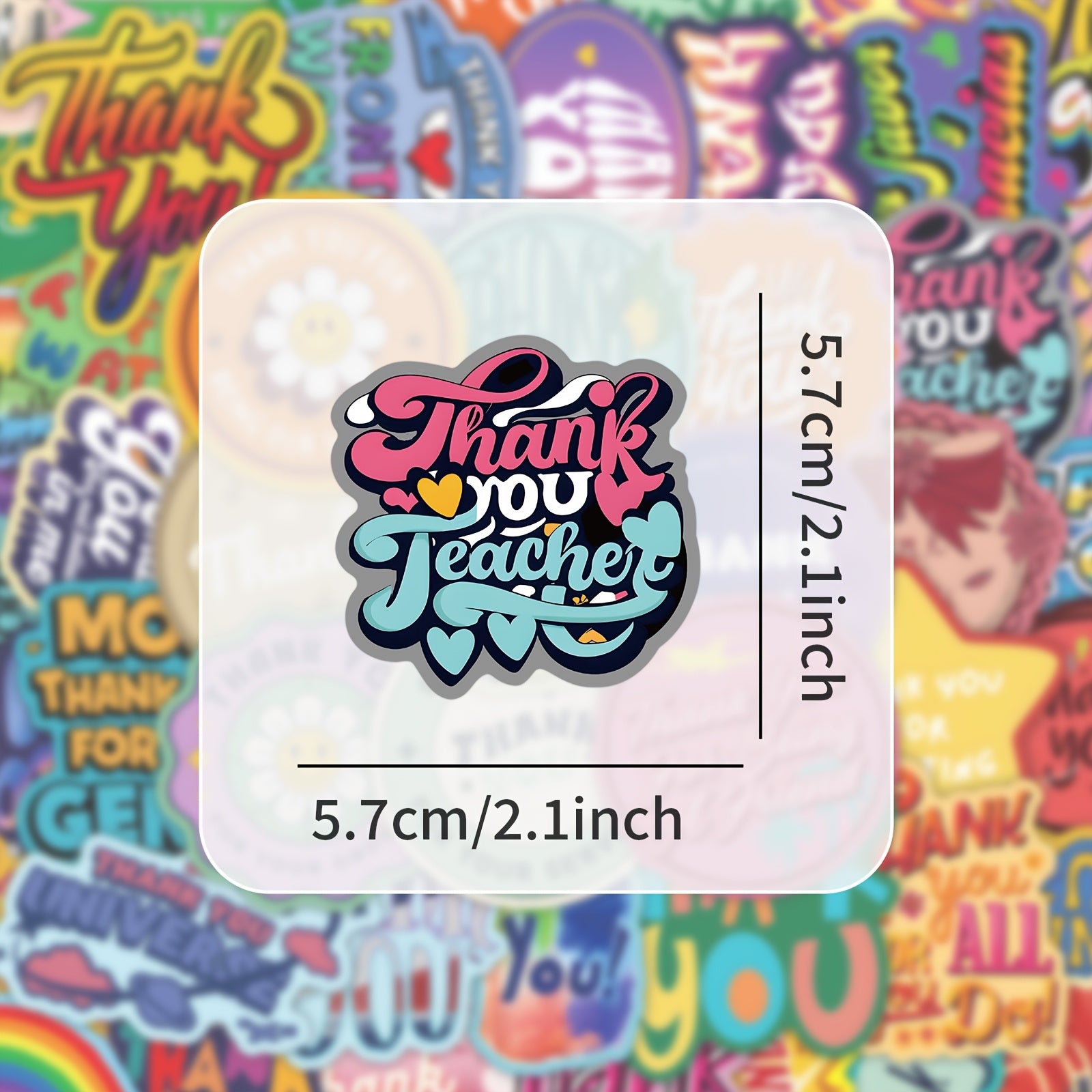 53 Pack Vinyl Thank You Decals for Scrapbooking Journals Laptops