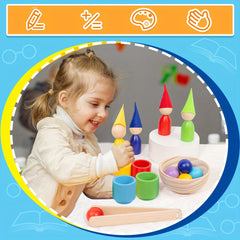 Educational Wooden Rainbow Matching Game for Preschoolers