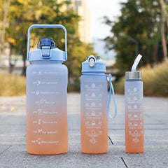 3pcs 300-2000ml Gradient Water Cups, Leakproof Straw, Portable Time Marker