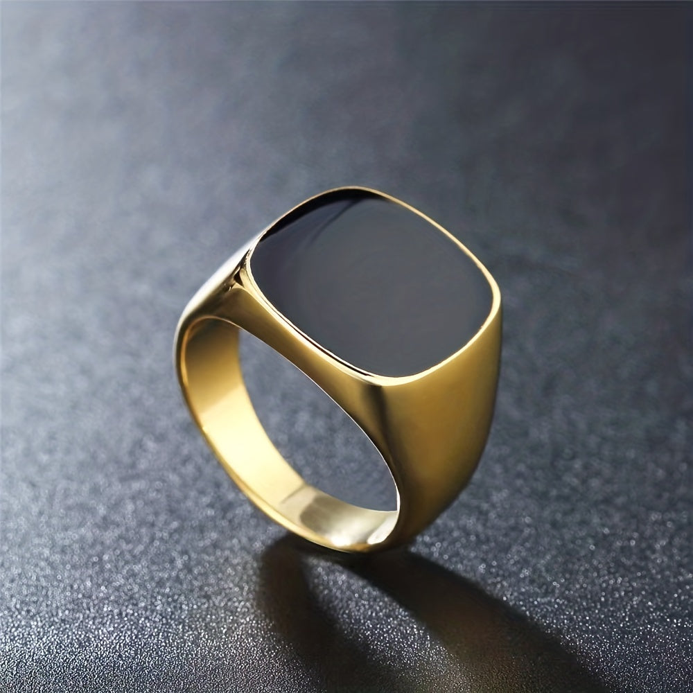Men's Enamel Square Ring Stylish Jewelry