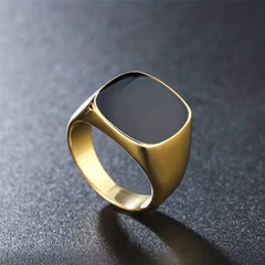 Men's Enamel Square Ring Stylish Jewelry