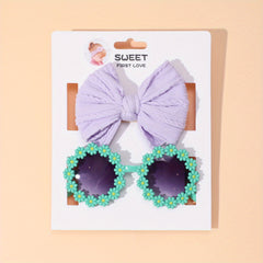 Girls Flower Sunglasses & Bow Headband Set Hair Accessories