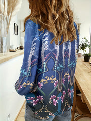  Floral Print Long Sleeve Blouse