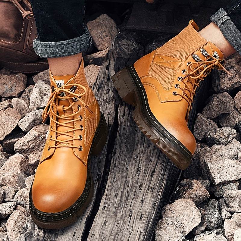 Men's Preppy Style Lace-Up Boots Service Boots Casual Walking Shoes