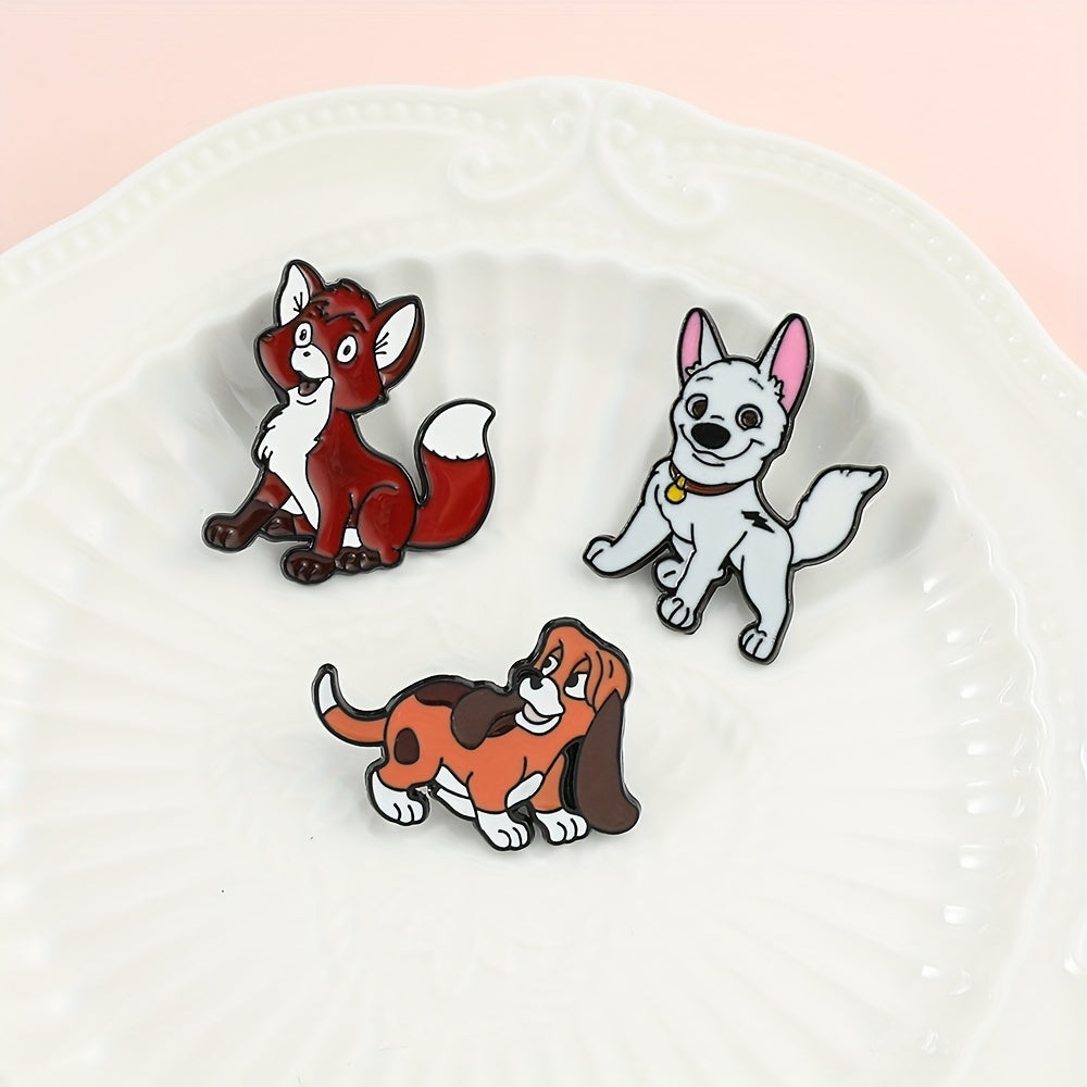 Men's Animal Brooches - Fashionable Dog & Fox Enamel Pins