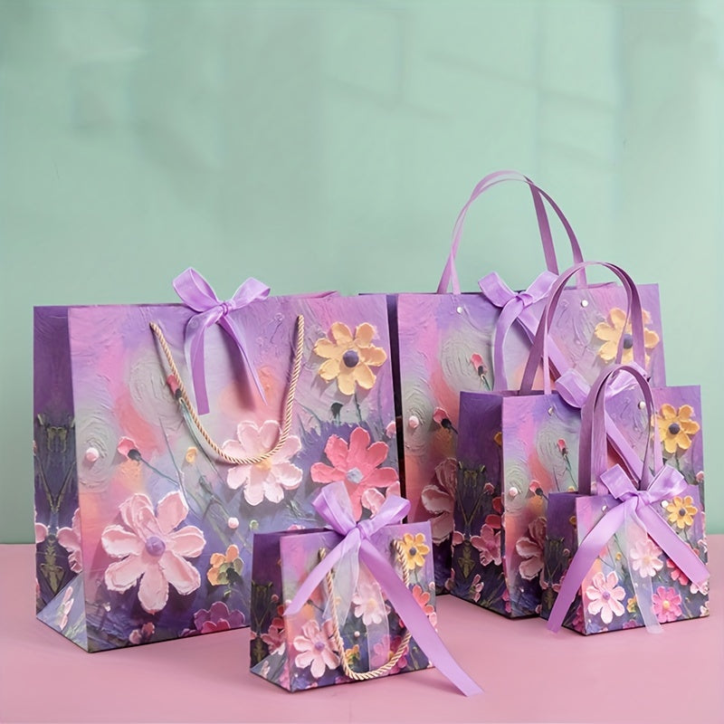 3D Flower Gift Bag Double Layer Yarn Bow Tote Bag