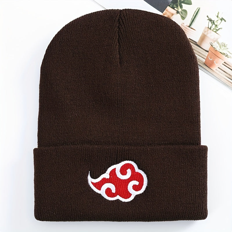Men's Knit Hat Red Cloud Embroidery Anime Style Beanie