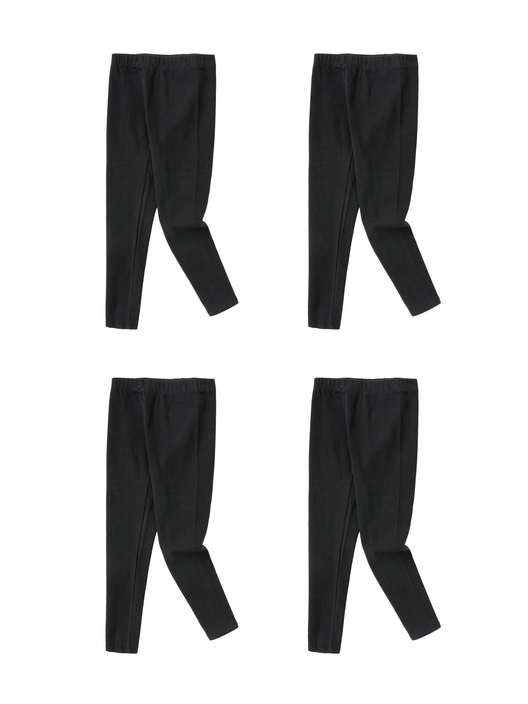 4 Pack Girls Basic Leggings Ankle Length Tights Pants