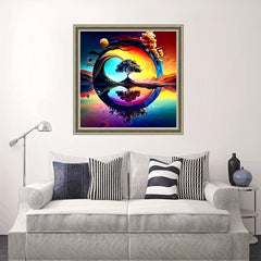 DIY 5D Diamond Painting Set Landscape Reflective Tree Full Drill
