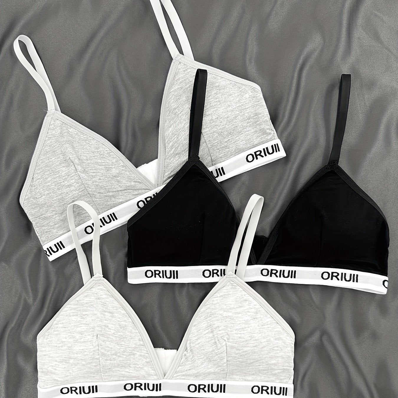 3pcs Letter Sports Bras Comfy Yoga Fitness Bra Women's Underwear