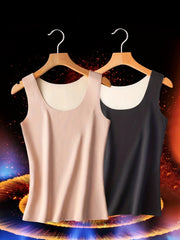 2pcs Thermal Underwear Warm Seamless Crew Neck Tank Top Women's Lingerie