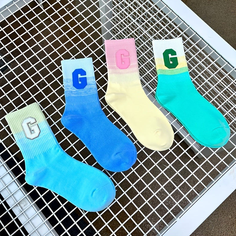 Gradient Ribbed Mid Tube Socks Women's Stockings