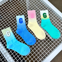 Gradient Ribbed Mid Tube Socks Women's Stockings