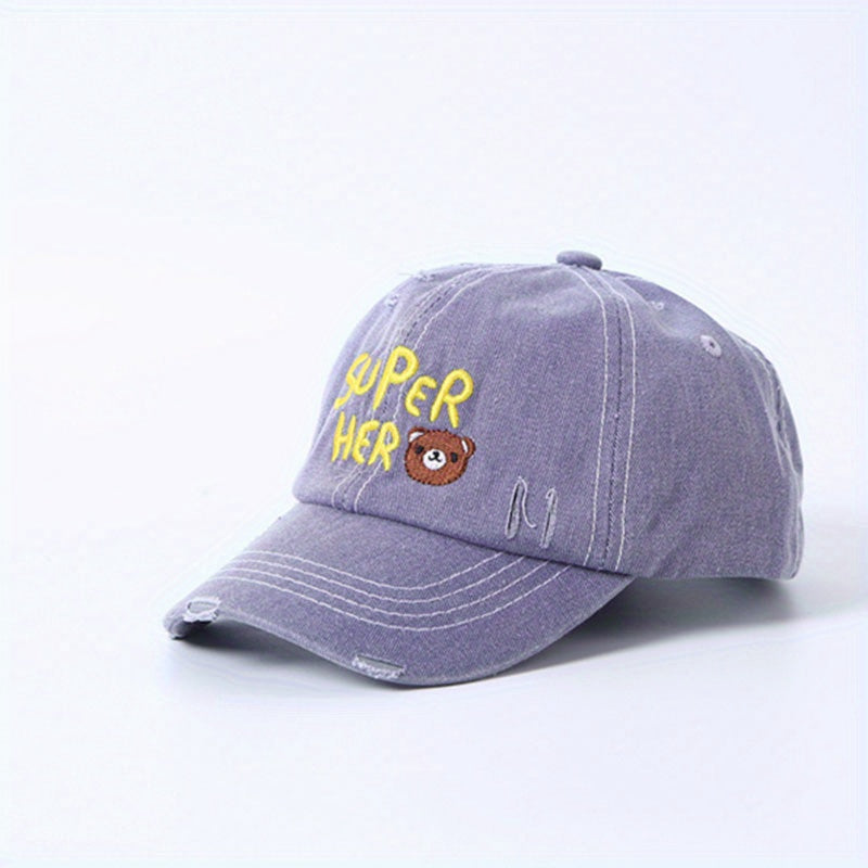 Kids Alphabet Bear Embroidered Baseball Cap for Outdoor Activities