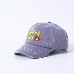 Kids Alphabet Bear Embroidered Baseball Cap for Outdoor Activities