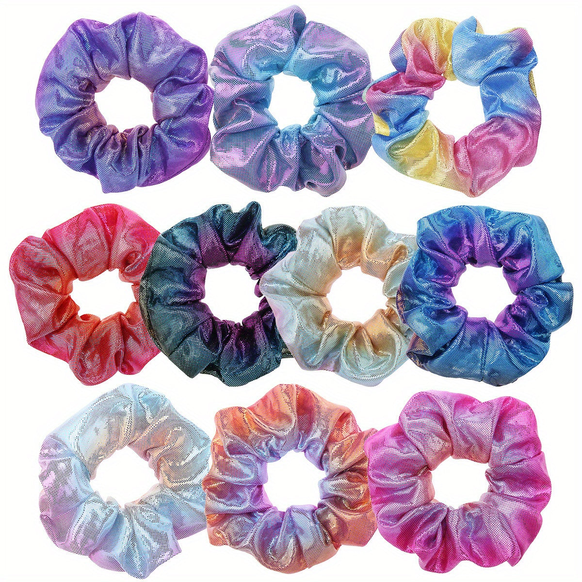 Gradient Laser Scrunchies Hair Tie Holographic Hair Rope Ponytail Holder