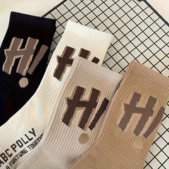 4 Pairs Letter Print Mid Tube Socks Women's Stockings