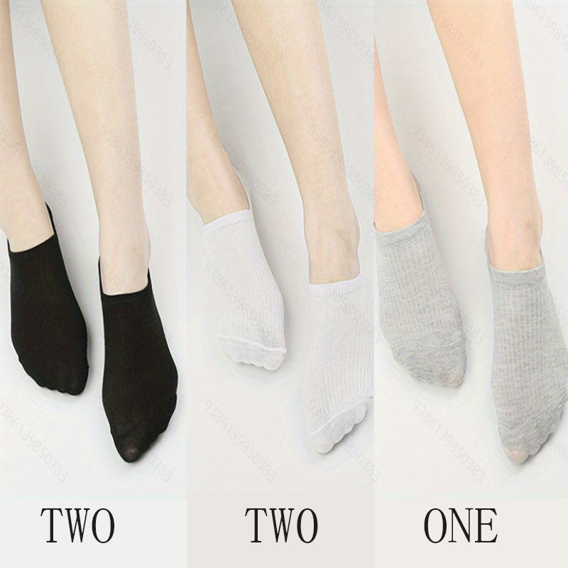 5 Pairs Solid Ankle Socks Women's Stockings