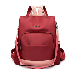 Colorblock Backpack Stylish Zipper Shoulder Bag Functional Bookbag