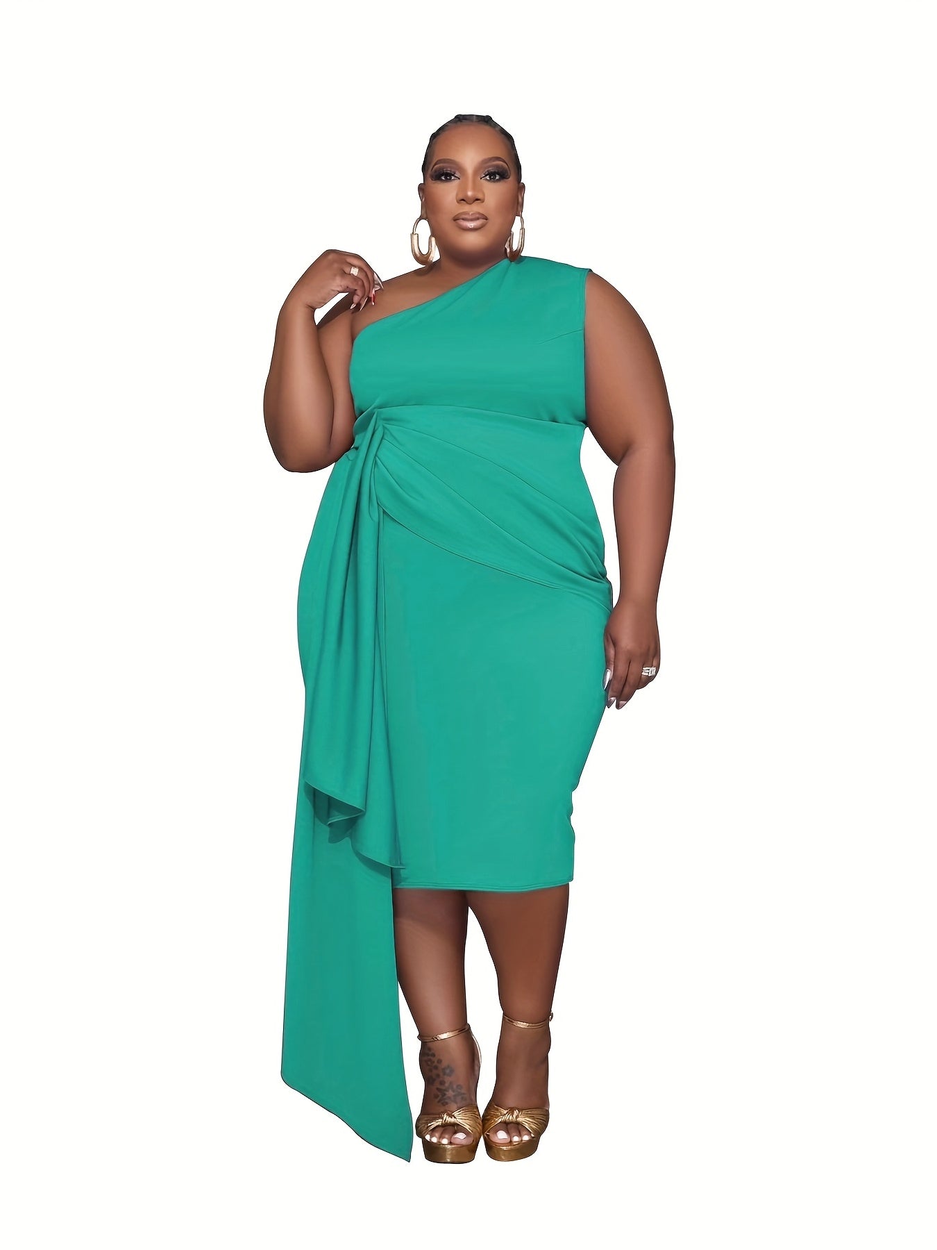  One Shoulder Draped Cocktail Dress
