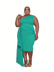  One Shoulder Draped Cocktail Dress