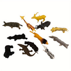 12-Piece Wildlife Figurines Set for Ages 3+: Lion Tiger Crocodile Giraffe Zebra